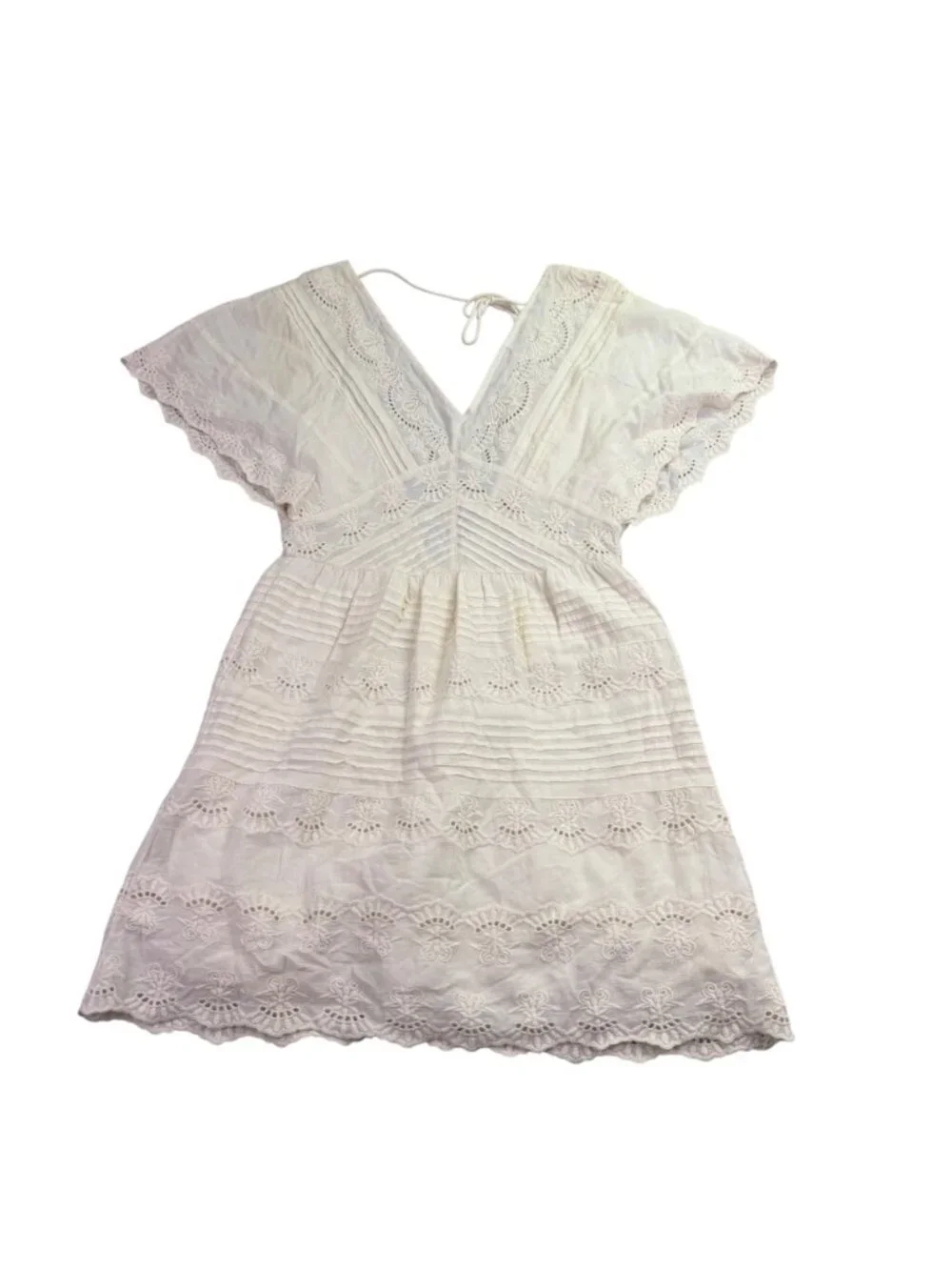 Amuse Society Womens White Cotton Lace Embroidered Mini Dress Boho Style Size S